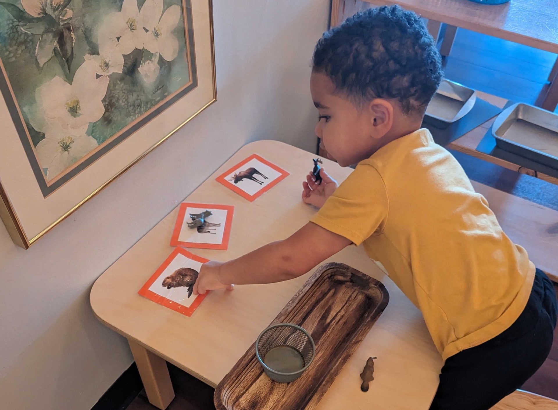 students using Montessori globe materials to learn about geography